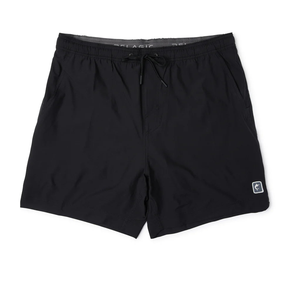 Pelagic "Leiday" Elastic Waist Lined Shorts 17" - Black Sonar