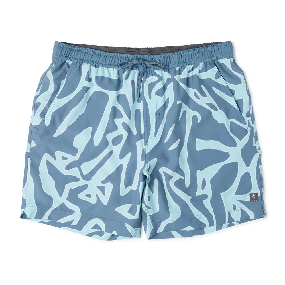 Pelagic "Leiday" Men's Elastic Waist Lined Shorts 17" - Petrol Blue