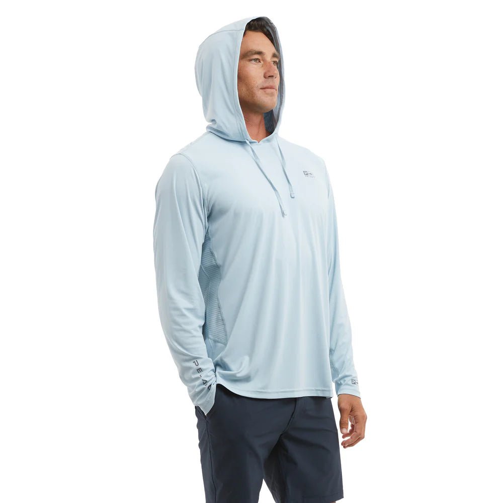 Pelagic Vaportek Men's Hooded Fishing Shirt - Blue Fog