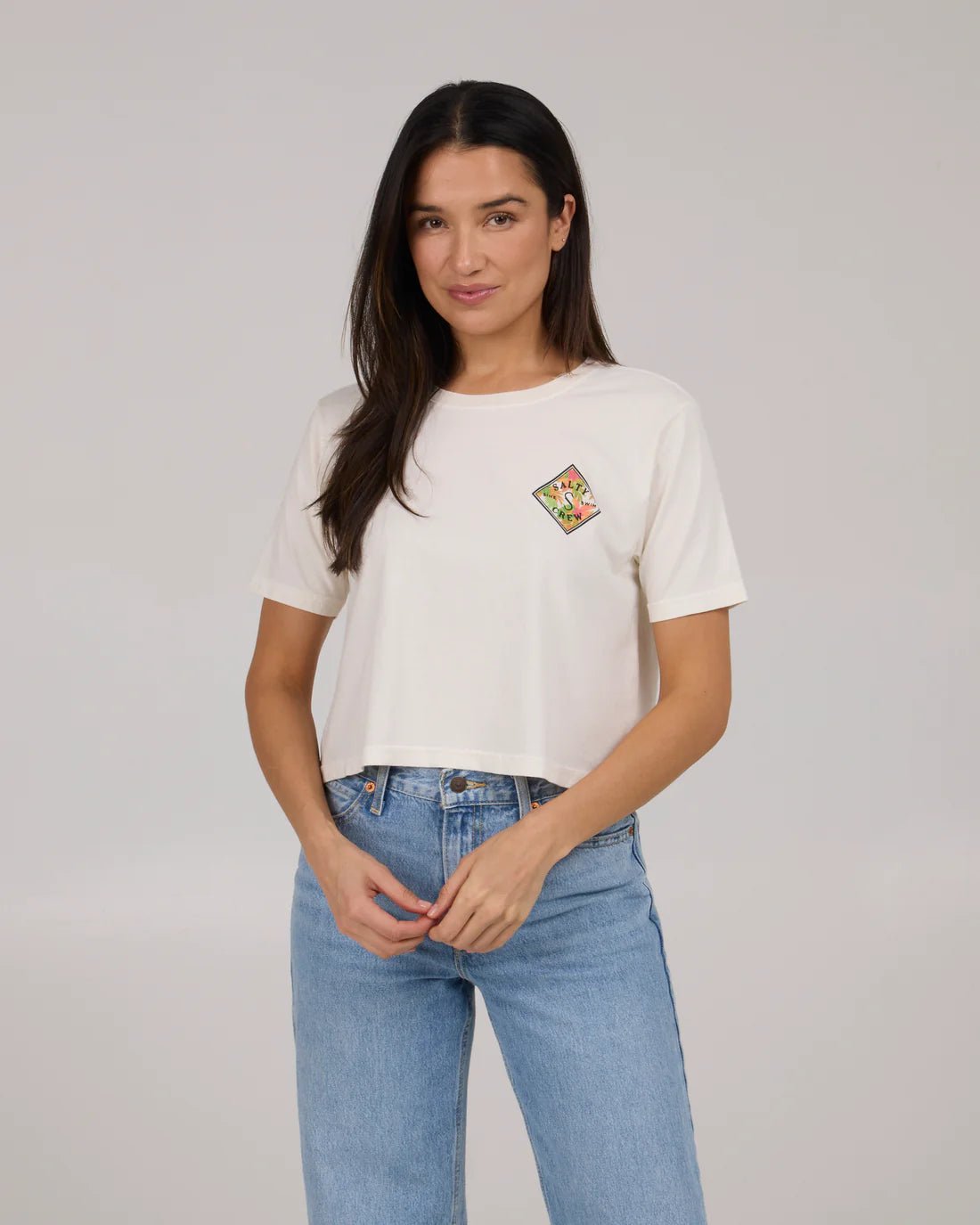 Salty Crew Women's Tippet Fill Crop Tee - Off White