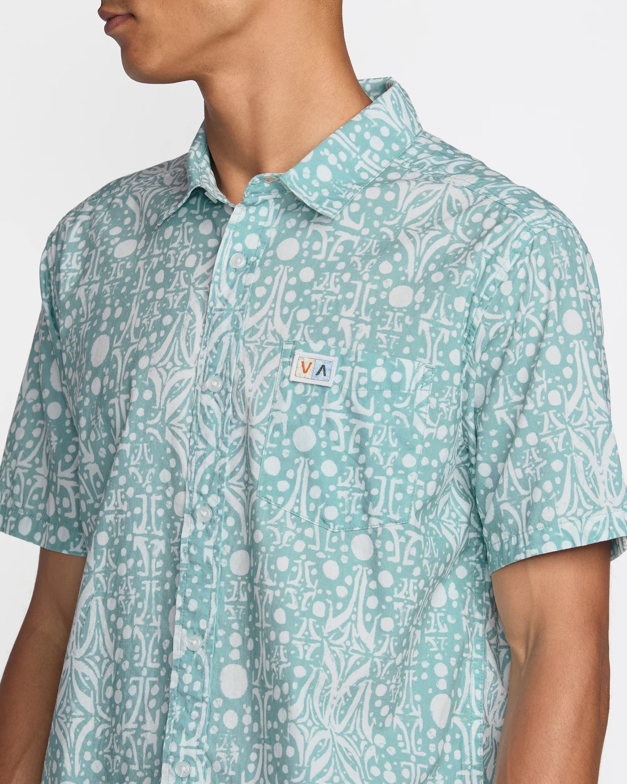 RVCA Jacobs Archive Print Short Sleeve Shirt - Blue Haze