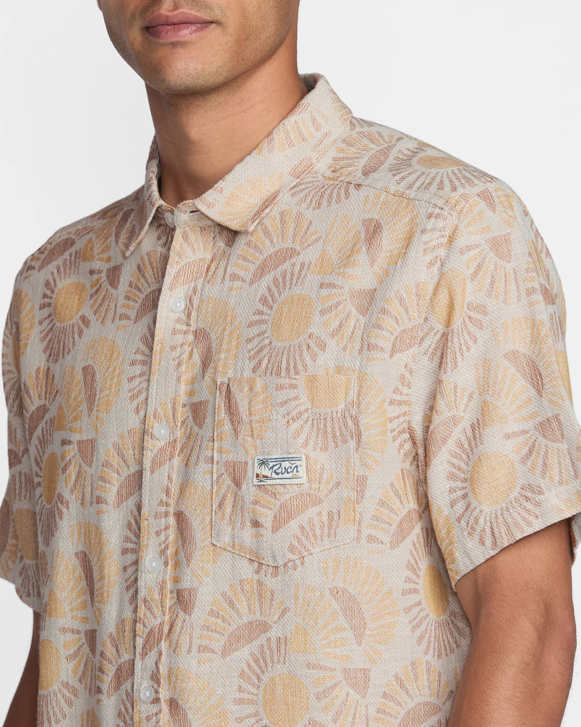 RVCA "Exotica II" Men's Short Sleeve Shirt - Natural Sun