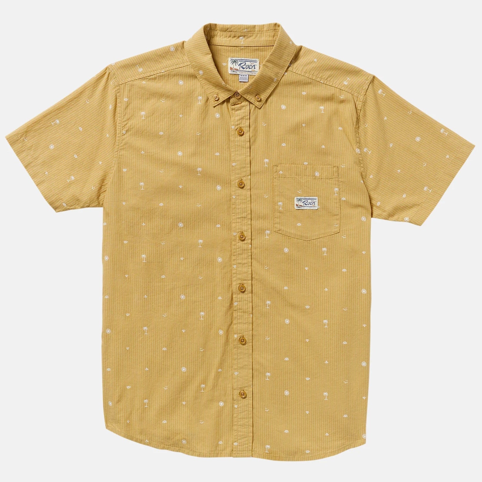 RVCA "Exotica Seersucker" Men's Short Sleeve Shirt - Ochre
