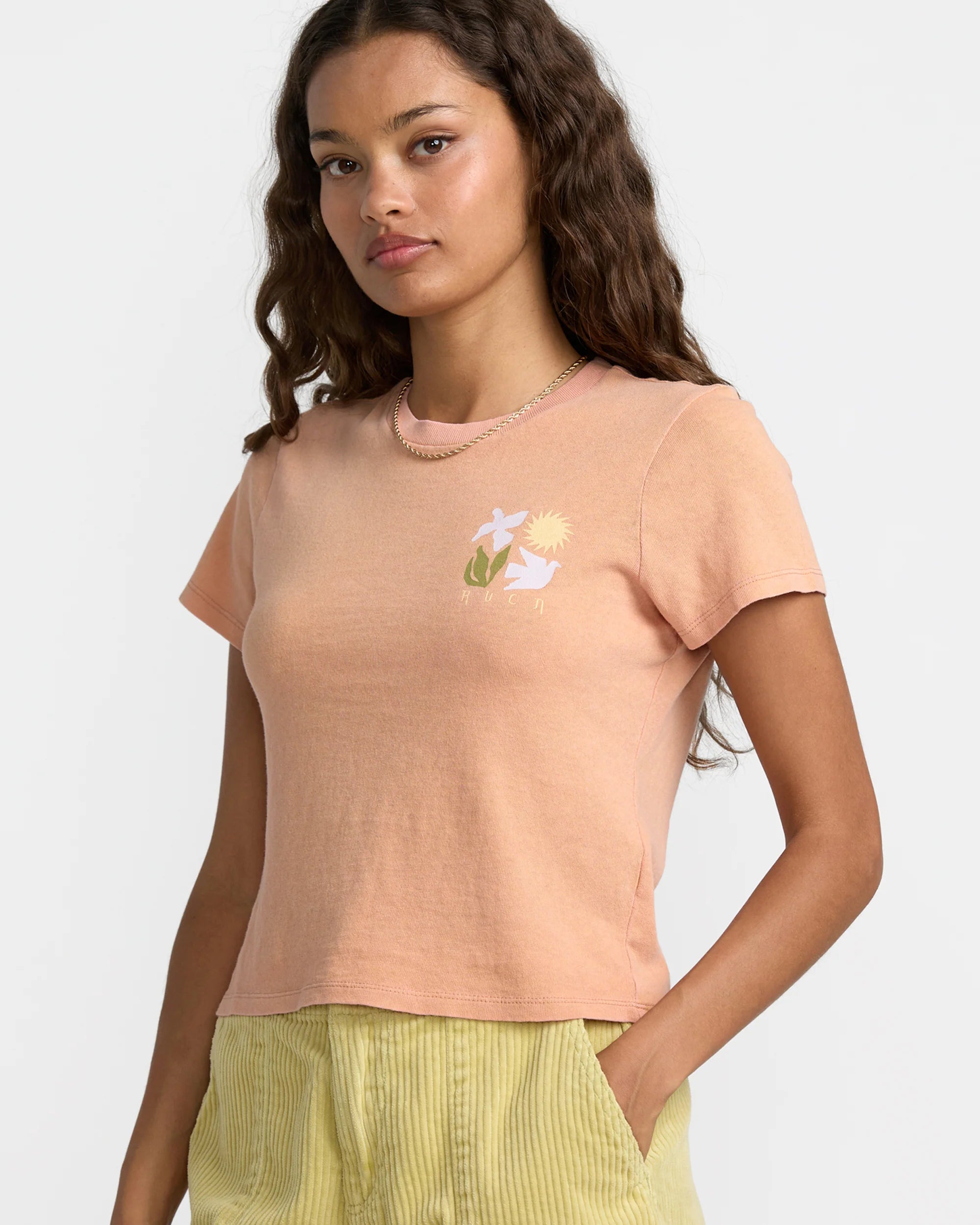 RVCA Women's "411" Tee - Earth Pink