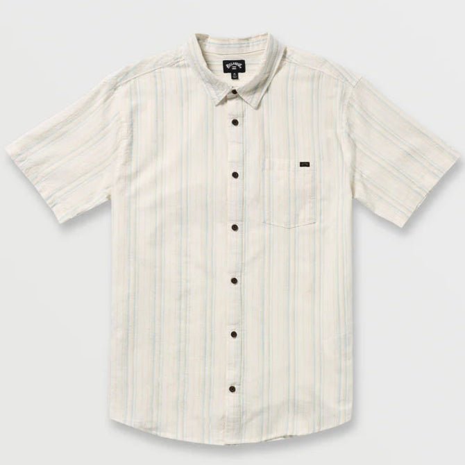 Billabong "All Day Stripe" Men's Short Sleeve Shirt - Off White
