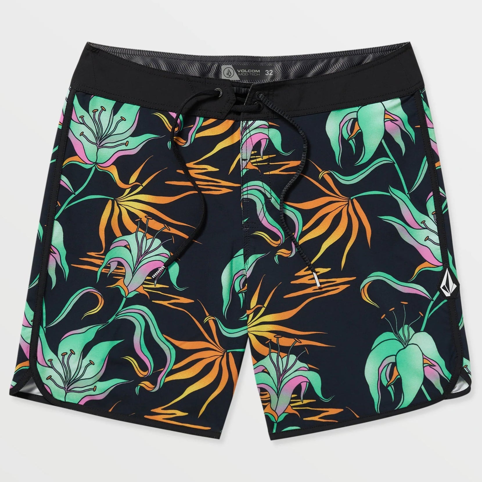 Volcom Infused Scalloped Mod Boardshort - Black/Green