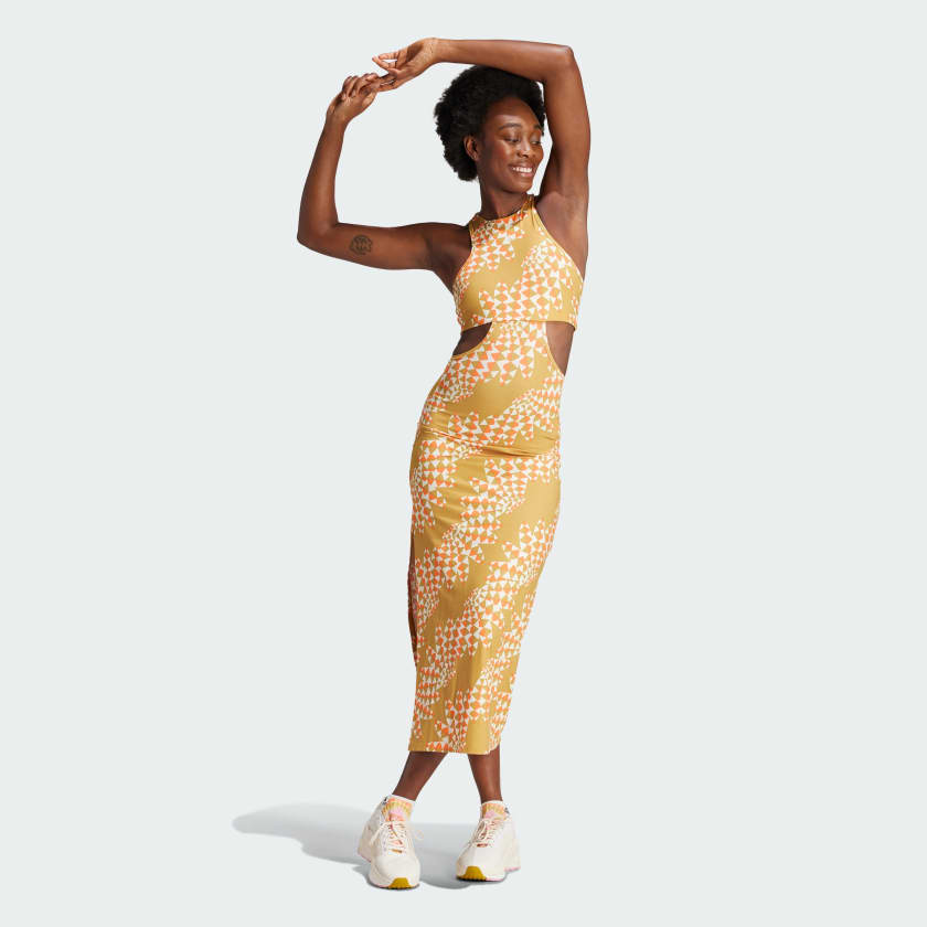 Adidas x FARM "Rio" Dress - Victory Gold / Chalk White