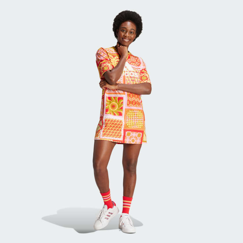 Adidas x FARM "Rio" Slim Short Dress - Victory Gold / Semi Pink Glow