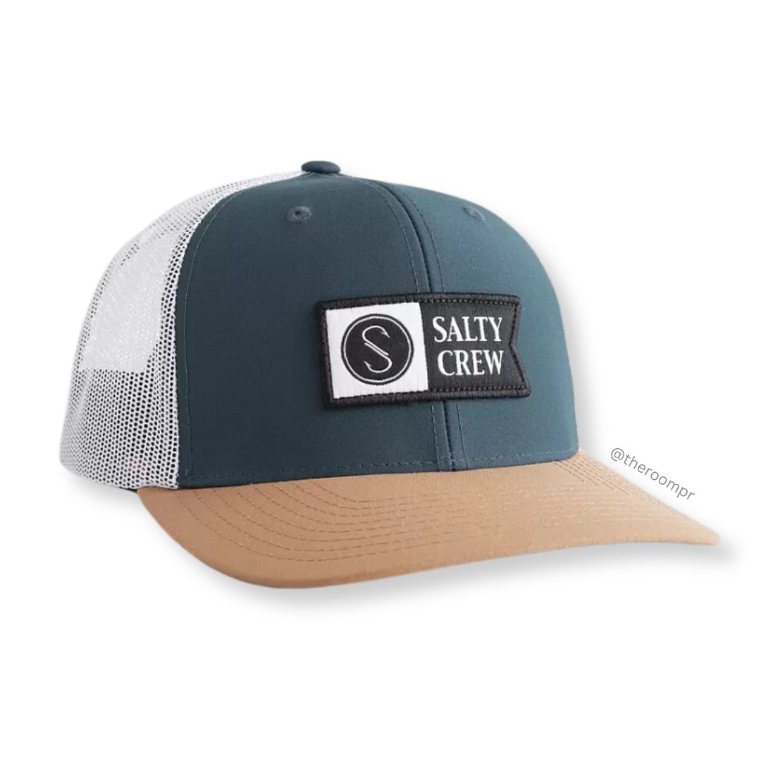 Salty Crew "Pinnacle 2" Retro Trucker Hat - Indigo/Tan