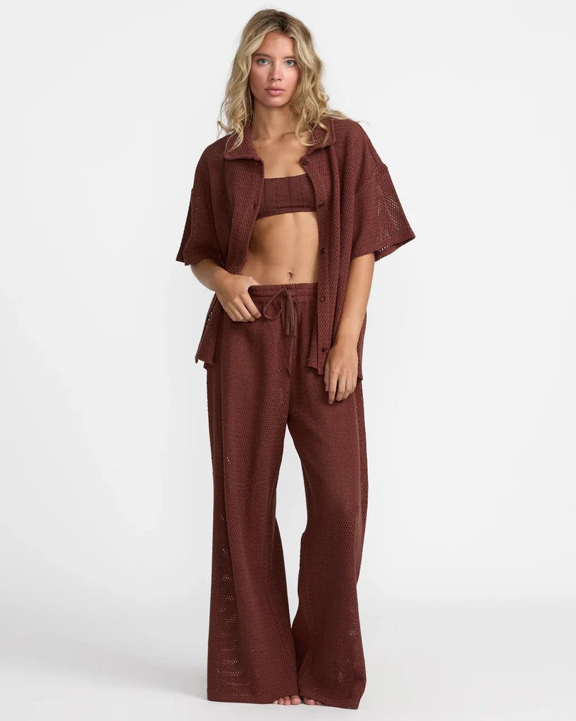 RVCA Women's "Fade" Crochet Pants - Mocha