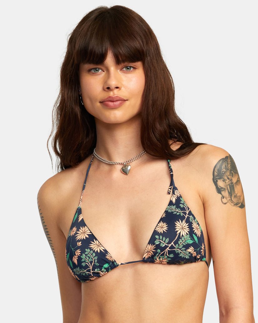 RVCA "Byrd" Halter Bikini Top - Moody Blue